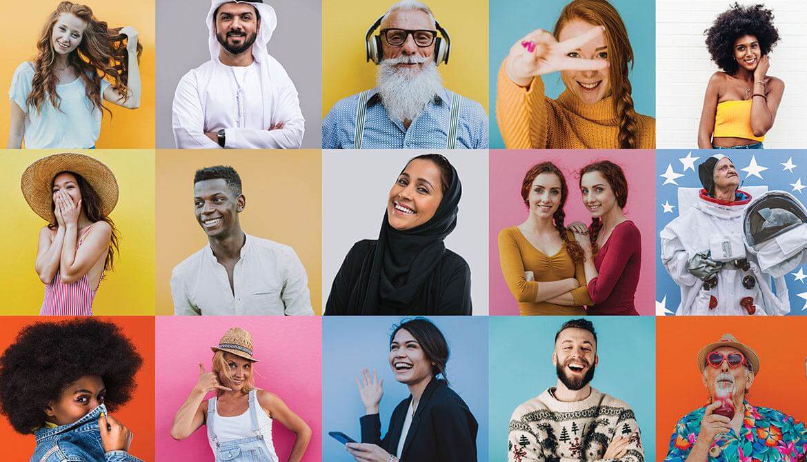 colorful collage of diverse group of people