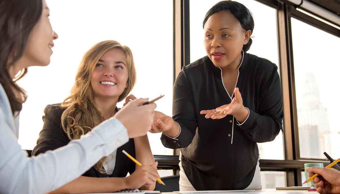 diverse women in a business meeting