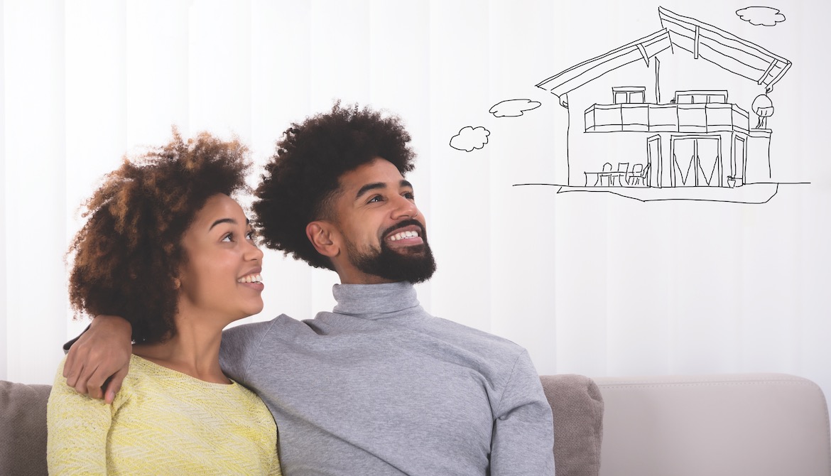 young couple dreams of buying future house together