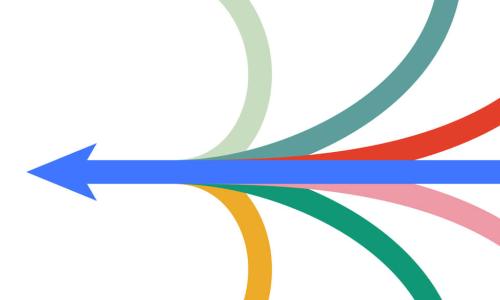 colorful arrows merge into one path