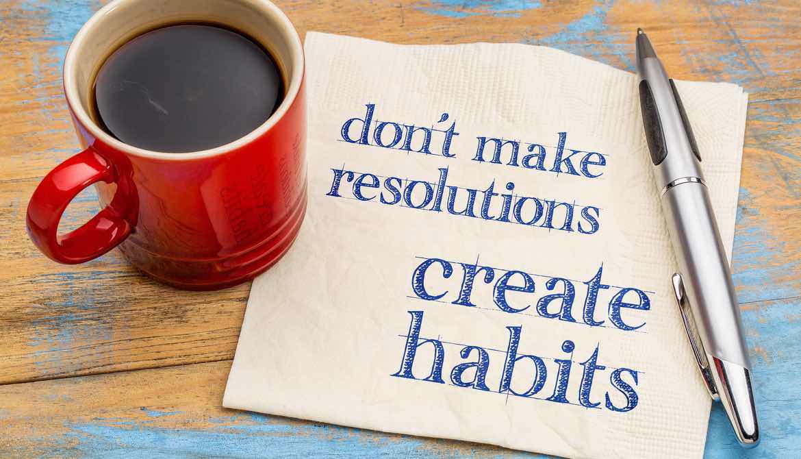 mug of coffee with words create habits