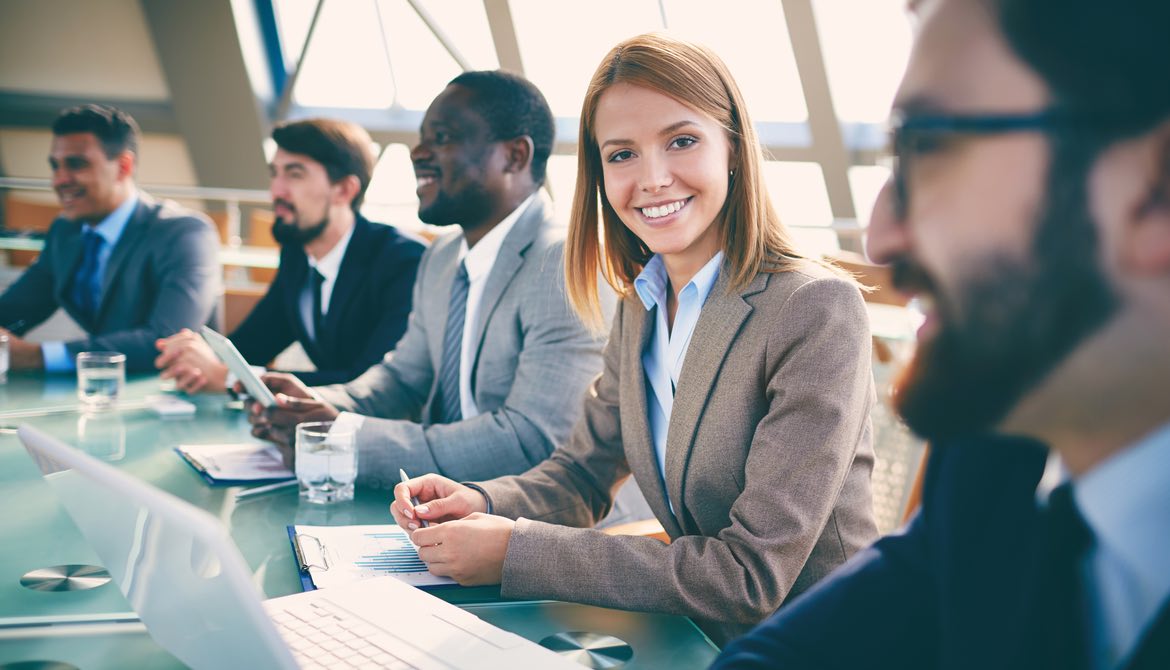 line up of executives in training