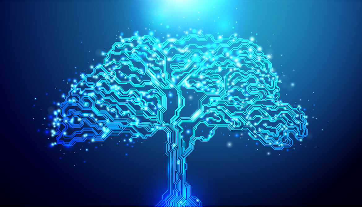 digital tree made out of circuit lines