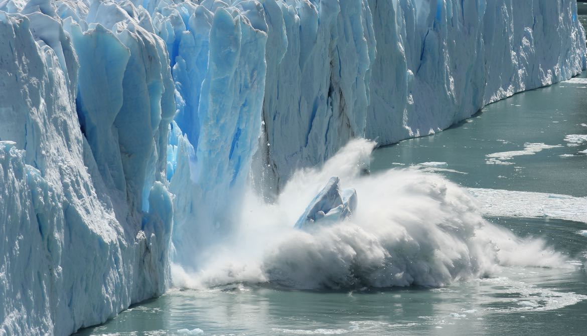 ice falling off ice sheet