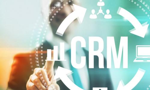 Customer relationship management concept man selecting CRM