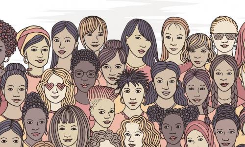 a variety of female faces from all over the world shows a diverse group of hand drawn women