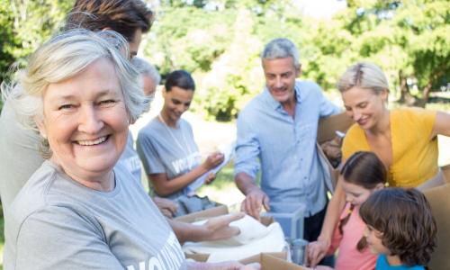 diverse community volunteers at work