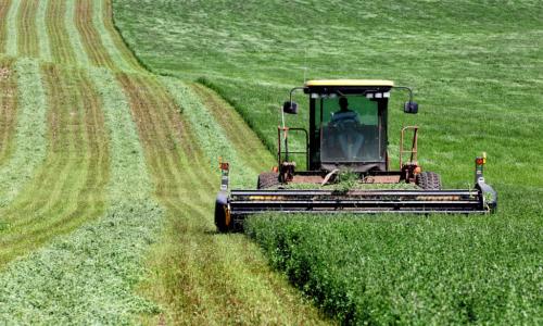 tractor cutting field